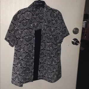 Black and White Faux 2-piece Blouse